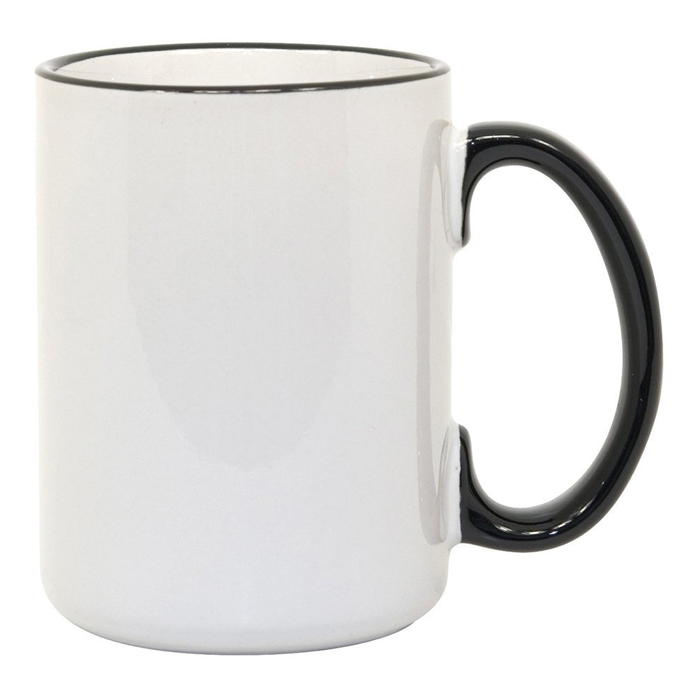 HPN ORCA Premium 15 oz. Color Rim + Handle Sublimation Ceramic Mug - 36 per Case - HeatPressNation