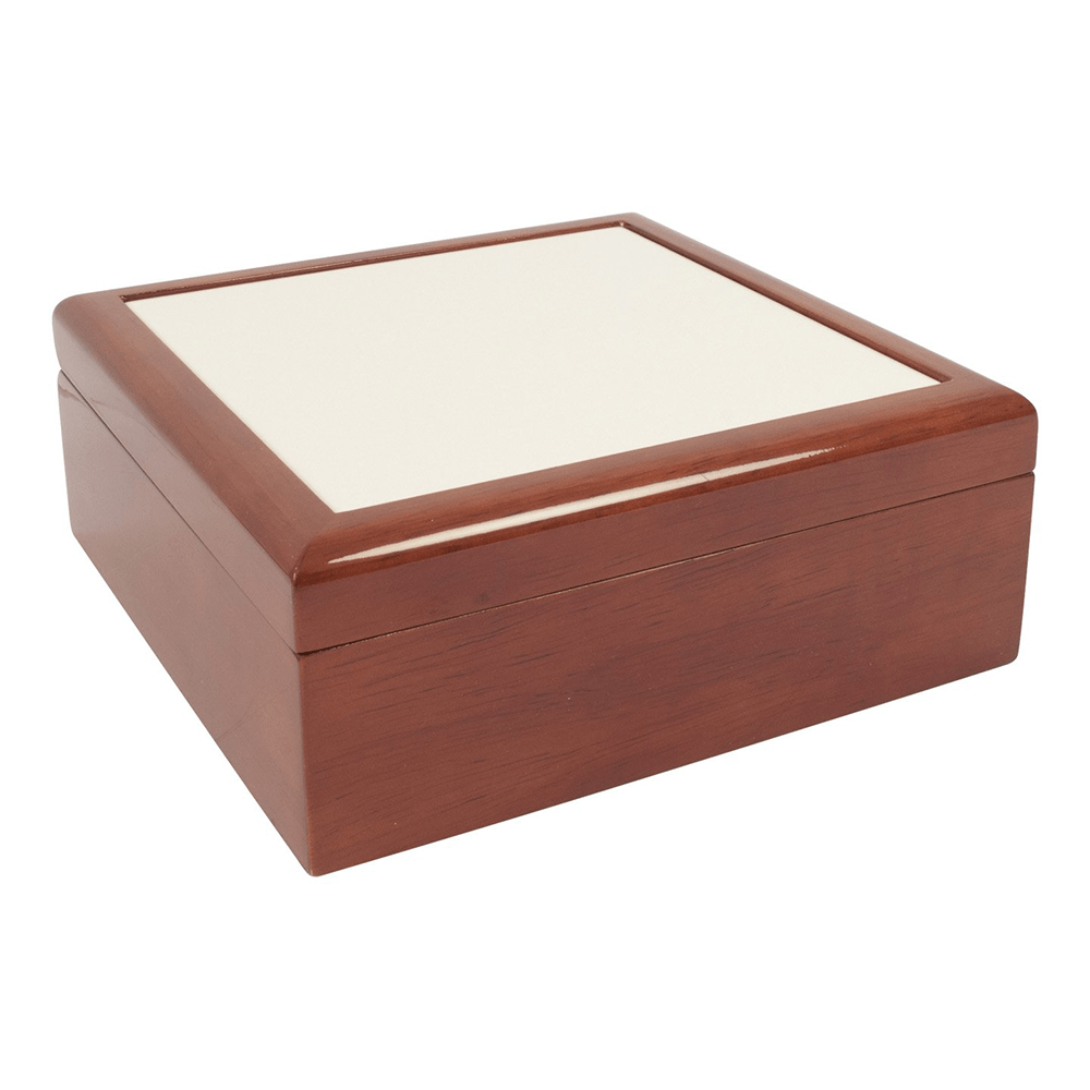 HPN SubliCraft 6" x 6" Jewelry Box with Sublimation Photo Tile Lid Insert - 24 per Case - HeatPressNation
