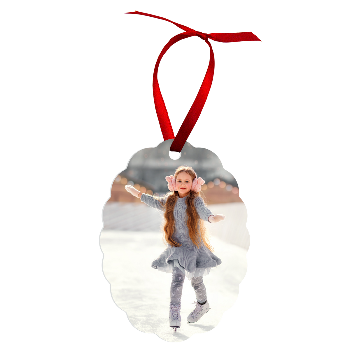 Unisub 4" x 3" Sublimation Aluminum Scalloped Oval Ornament - HeatPressNation