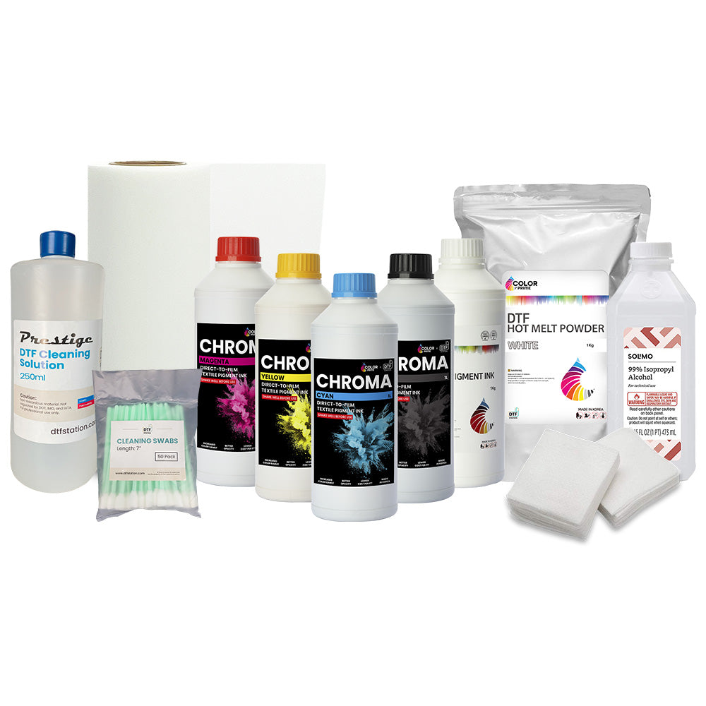DTF Station Supply Bundle with Chroma Inks - 13.78" Quick Glide Roll