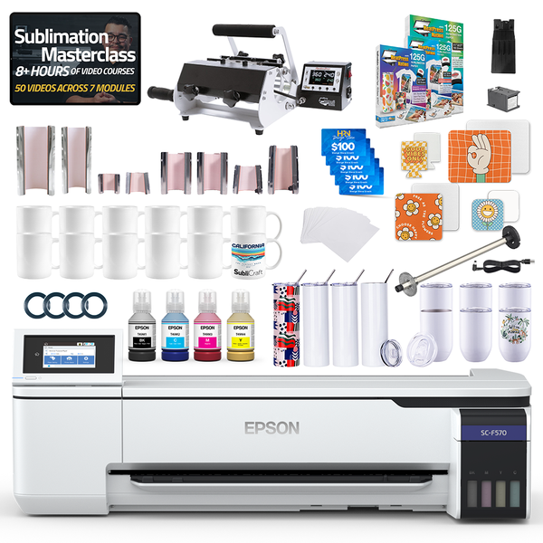 Epson SureColor F570 24" Lite Sublimation Printer 8-in-1 Mug Press Bundle