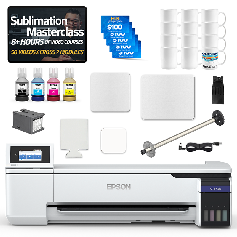 Epson SureColor F570 24" Lite Sublimation Printer Basic Blanks Bundle