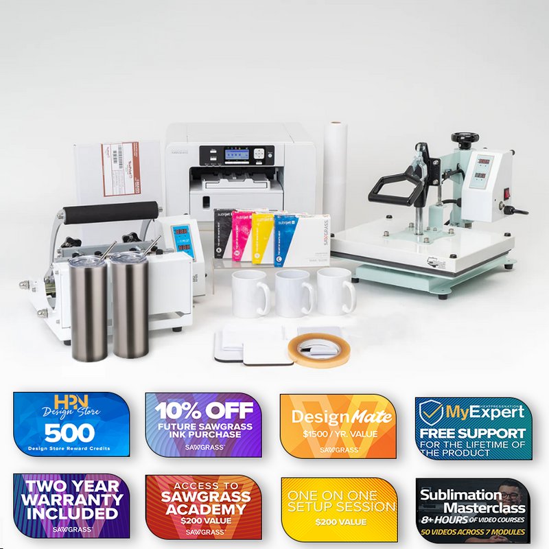 Sawgrass SG500 Sublimation Printer CraftPro Mug & Heat Press Bundle