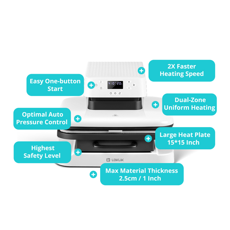 LOKLiK by HTVRont ImPress Auto 15" x 15" Heat Press, Auto Tumbler Press, Cap Press, & Sawgrass Sublimation Printer Bundle