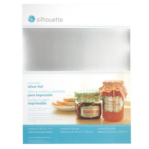 Silhouette Printable Adhesive Silver Foil (8.5 x 11", 8 Sheets)