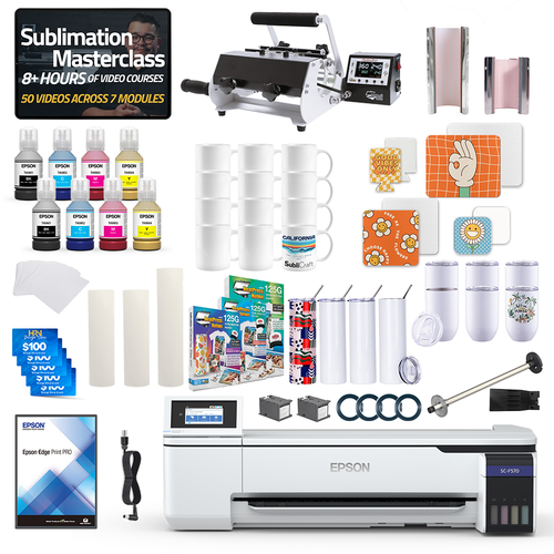 Epson SureColor F570 24" Pro Sublimation Printer 2-in-1 Mug Press Bundle