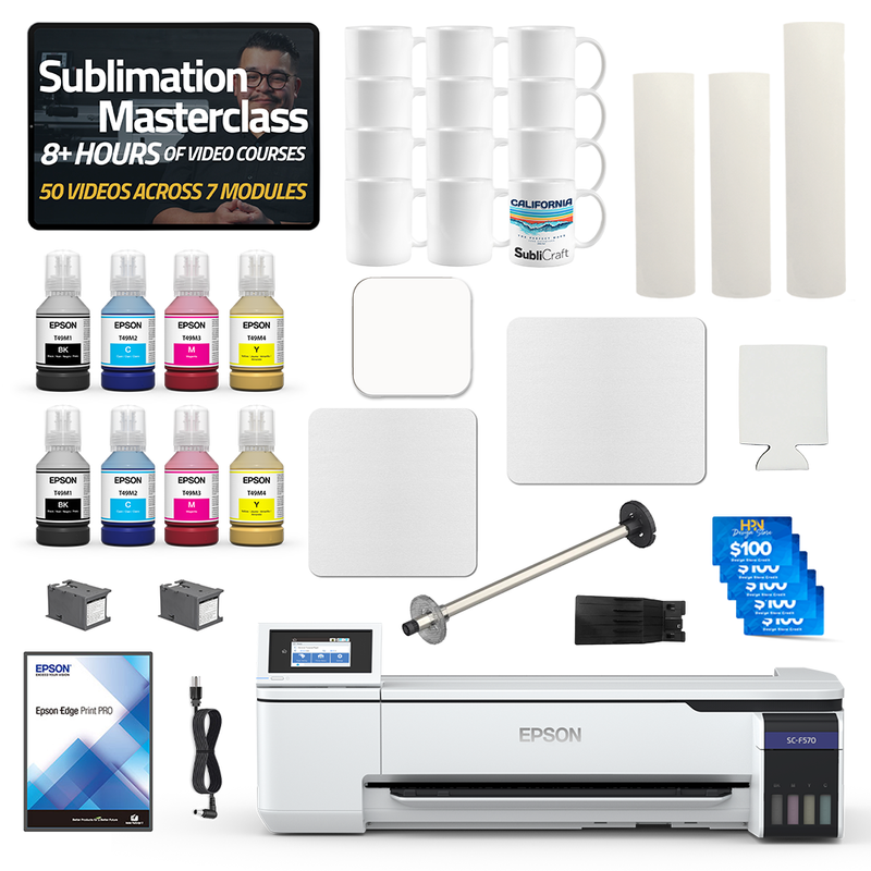 Epson SureColor F570 24" Pro Sublimation Printer Basic Blanks Bundle