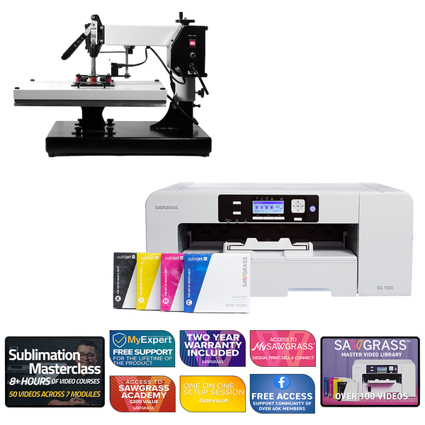 Sawgrass Virtuoso SG1000 Sublijet Sublimation Printer with Signature Series 16" x 20" Swing-Away Heat Press