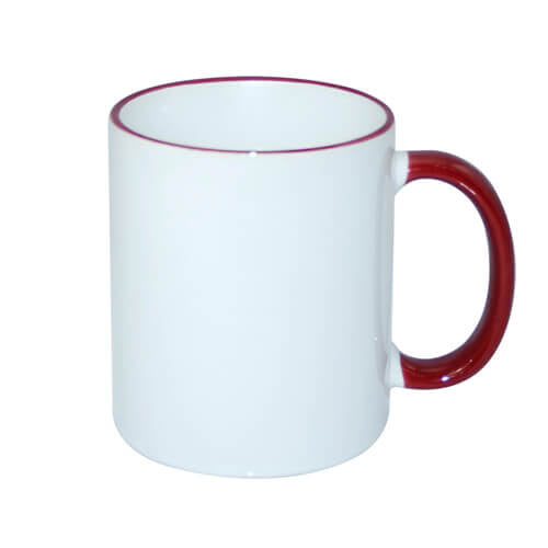 HPN SubliCraft Mug A+ 330 ml with maroon handle Sublimation Thermal Transfer