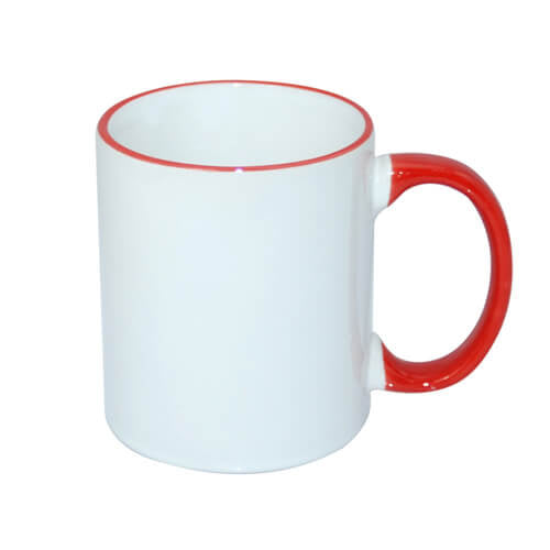 HPN SubliCraft Mug A+ 330 ml with red handle Sublimation Thermal Transfer