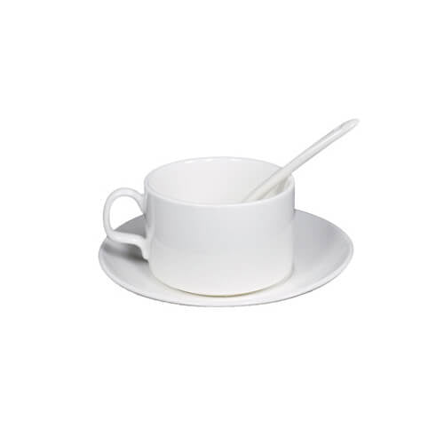 HPN SubliCraft White cup with saucer and teaspoon A+ Sublimation Thermal Transfer