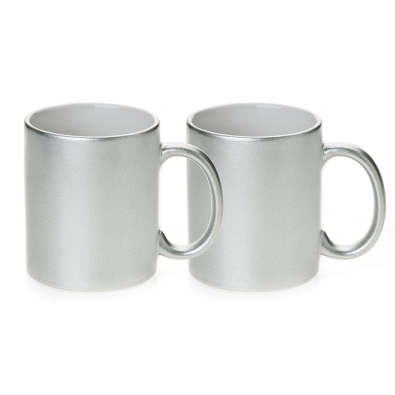 Metallic Silver Ceramic Sublimation Mug 11oz