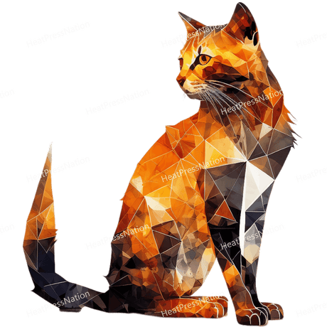 Geometric Orange Cat Design - HeatPressNation