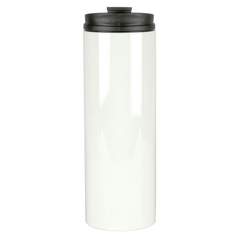 5 Blank Sublimation Tumblers : Stainless Steel Double Walled Skinny 24 oz.  White