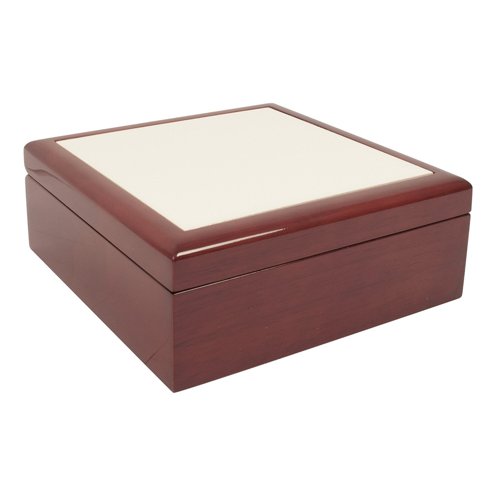 HPN SubliCraft 6" x 6" Jewelry Box with Sublimation Photo Tile Lid Insert - 24 per Case - HeatPressNation