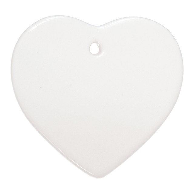 HPN SubliCraft 3" Heart Sublimation Ceramic Ornament with Hole - 100 per Case - HeatPressNation