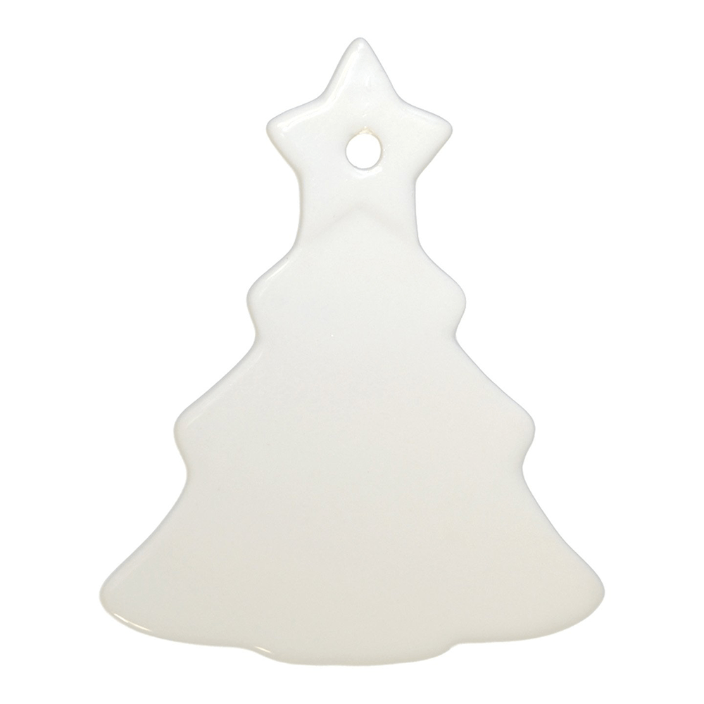 HPN SubliCraft 4" Christmas Tree Sublimation Ceramic Ornament with Hole - 100 per Case - HeatPressNation