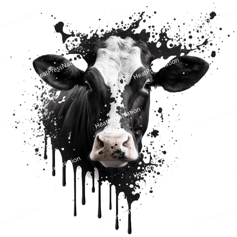 Splatter Monochrome Cow Design