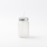 HPN SubliCraft 15 oz. Sublimation Frosted Glass Mason Jar with Straw - 12 per Case - HeatPressNation