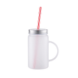 HPN SubliCraft 17 oz. Sublimation Frosted Glass Mason Jar with Straw and Handle - 12 per Case - HeatPressNation