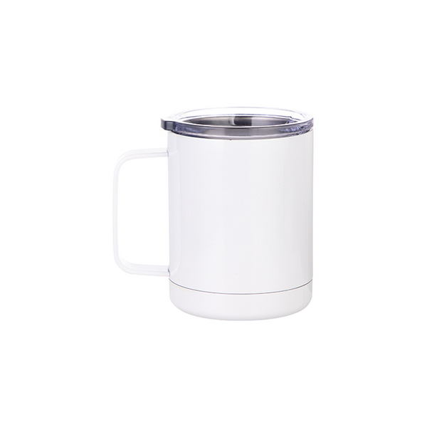Sublimation White Travel Mug with Lid + Handle