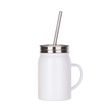 HPN SubliCraft 17 oz. Sublimation Stainless Steel Mason Jar with Straw and Handle - HeatPressNation